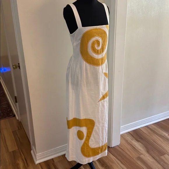 Cleobella White and Mustard Midi Dress - Picture 3 of 11